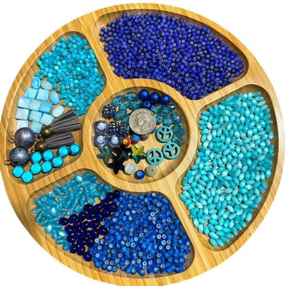 Blue Bead Lot - Glass Acrylic Resin Charms Peace Signs Stars Mixed Shapes - Picture 9 of 9